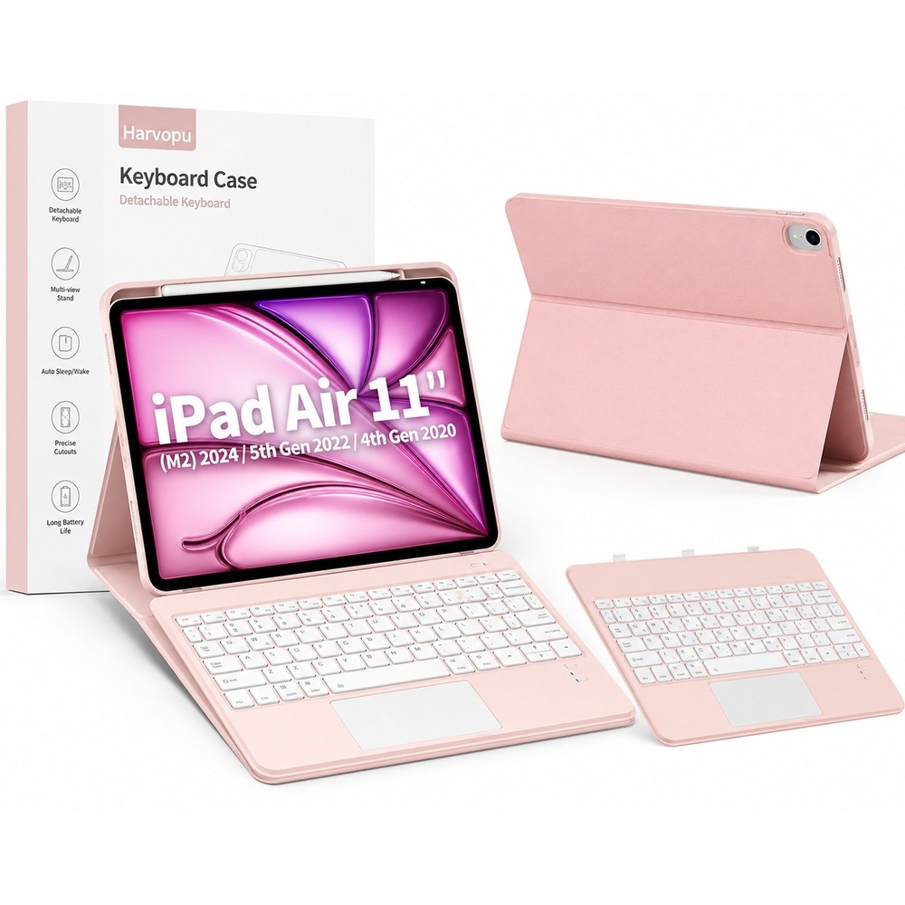 Harvopu iPad Air 11 M2 10.9 5th 4th Gen Keyboard Case Detachable Pink NEW NIB